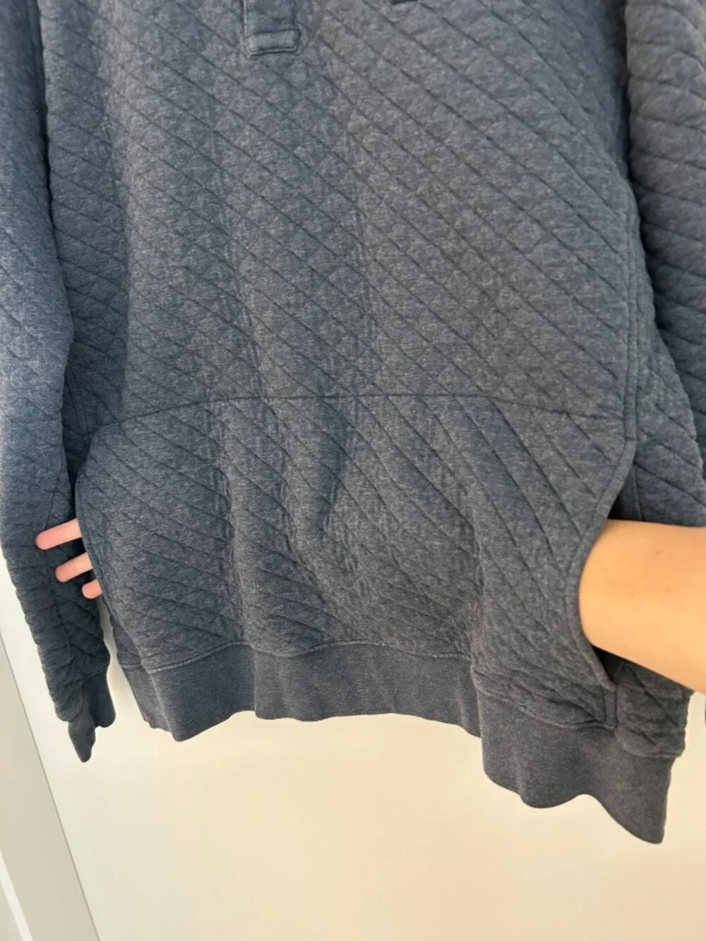 L.L. Bean Men's Men's Quilted Mockneck Sweatshirt Indigo Heather Size XL
